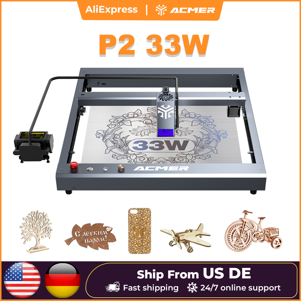 Industrial Laser Engraver For Wood - ACMER P2 33W Lazer Gravür Makinesi,