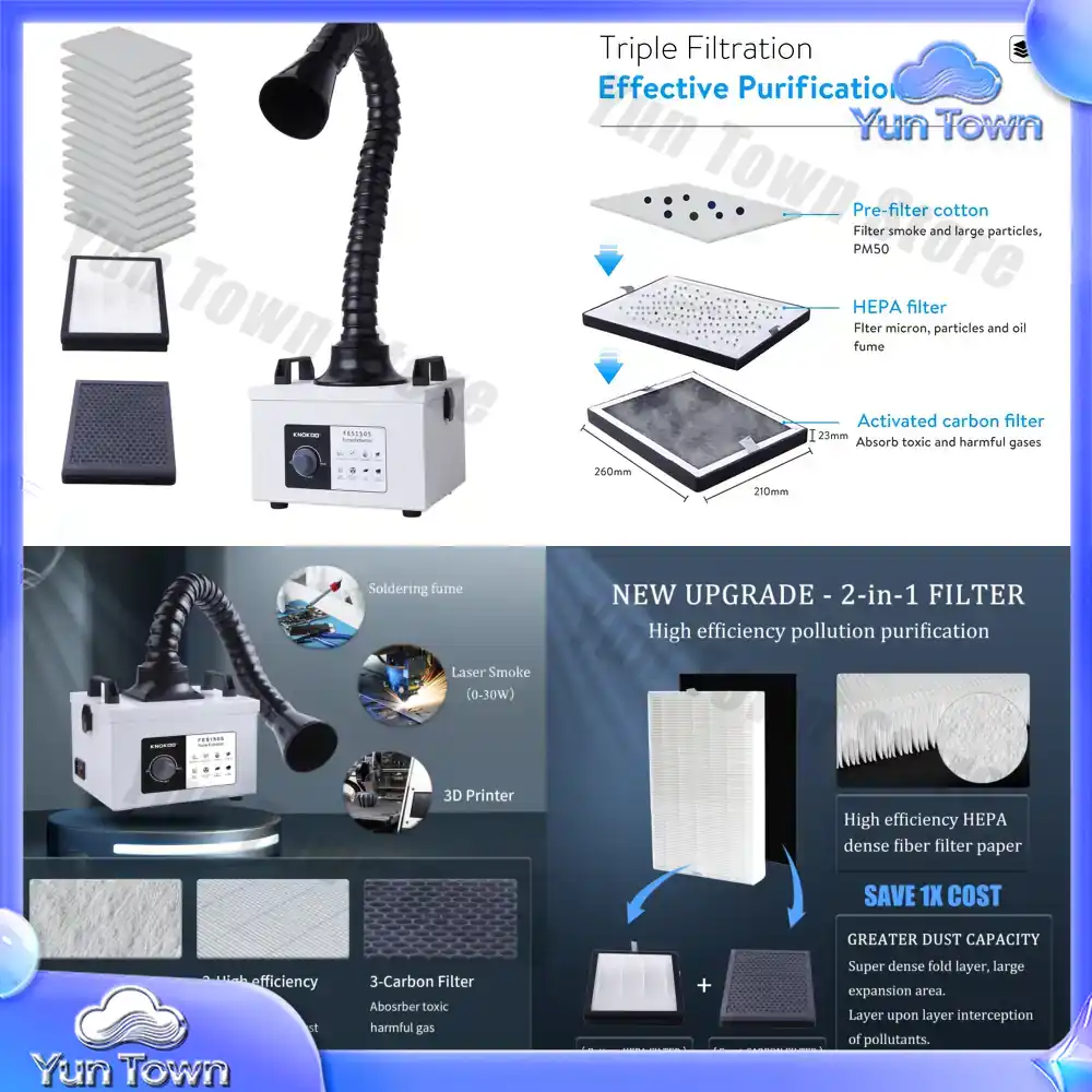 Industrial Laser Fume Extractor - 100W Motorlu Lazer Duman Temizleyici, HEPA